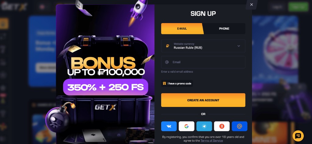 Get X — sitio oficial, bonos y juegos en línea